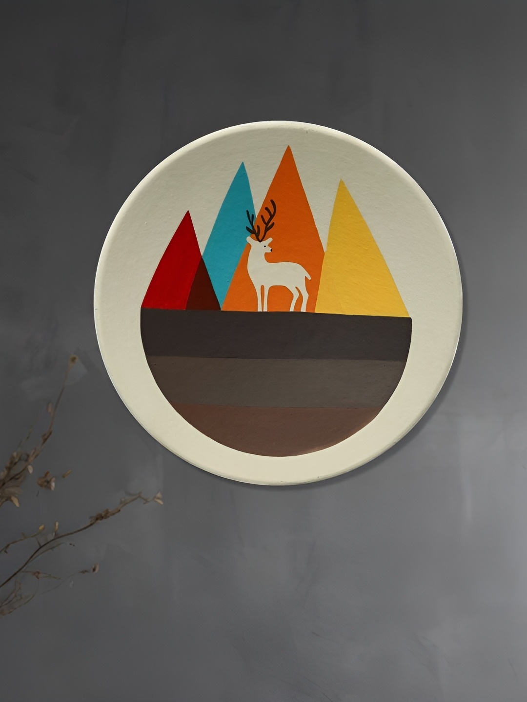 

ARTYSTA BEAUTIFYING LIVES Orange & Brown Vibrant Mountain Wall Plate