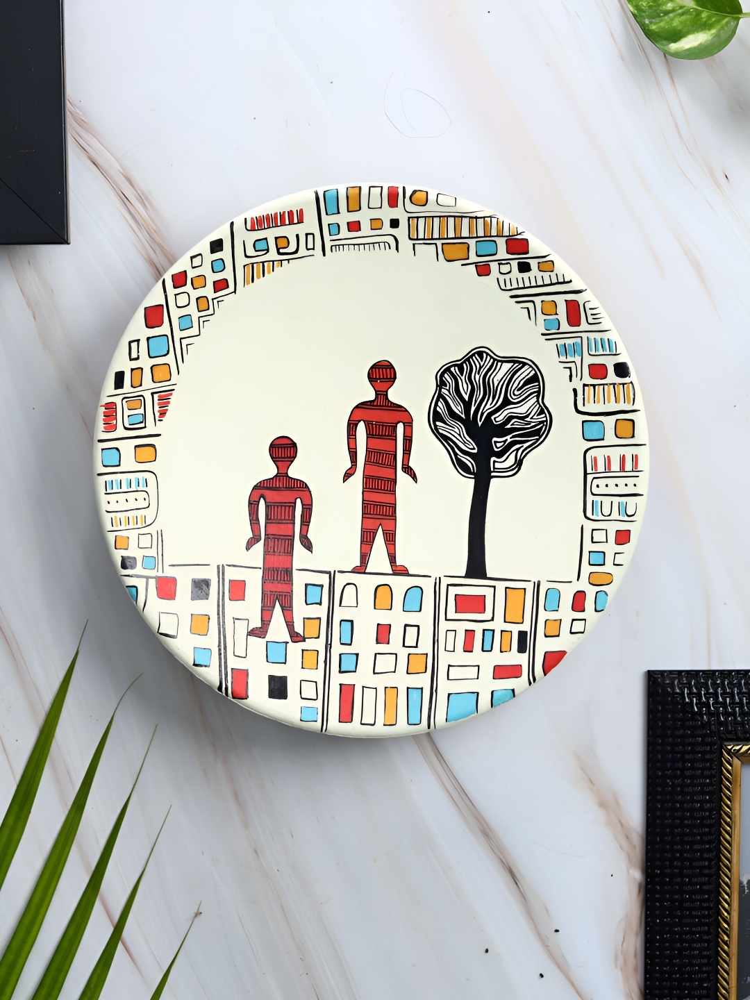 

ARTYSTA BEAUTIFYING LIVES Off White & Red Future World Wall Plate