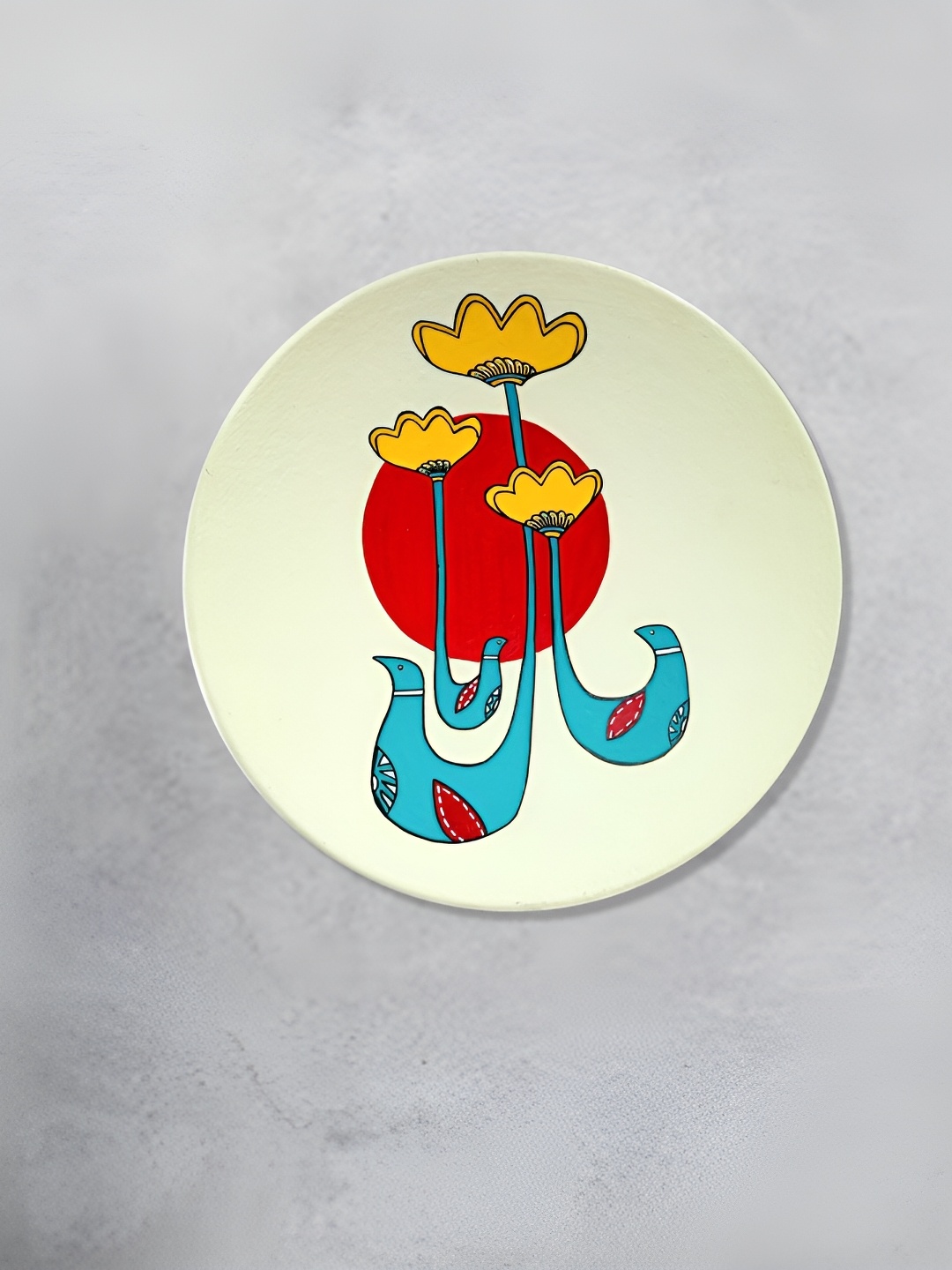 

ARTYSTA BEAUTIFYING LIVES Off White Yellow & Red Bloom Wall Plate