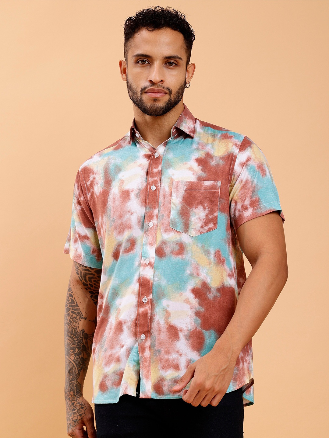 

MOD ECRU Abstract Printed Casual Shirt, Sea green
