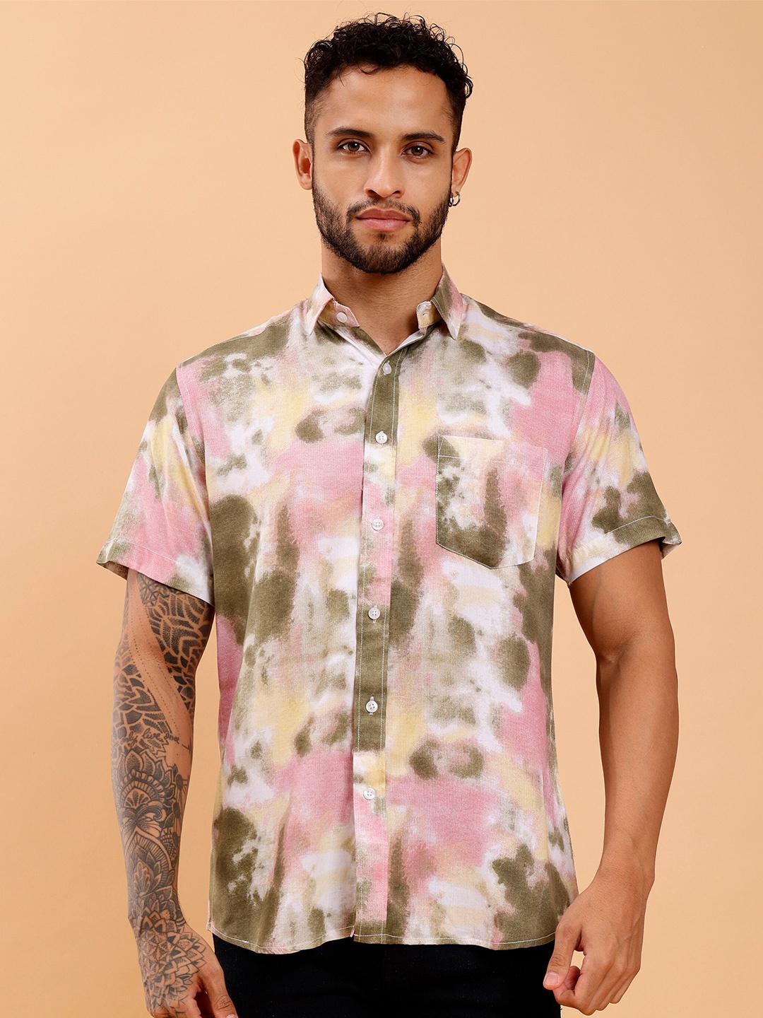 

MOD ECRU Abstract Printed Casual Shirt, Brown