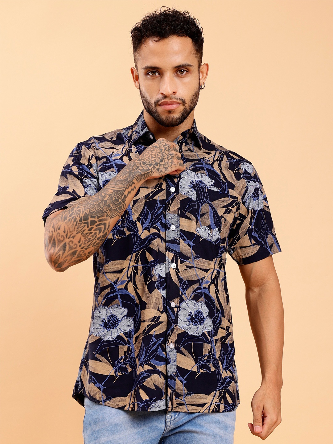 

MOD ECRU Floral Printed Casual Shirt, Brown