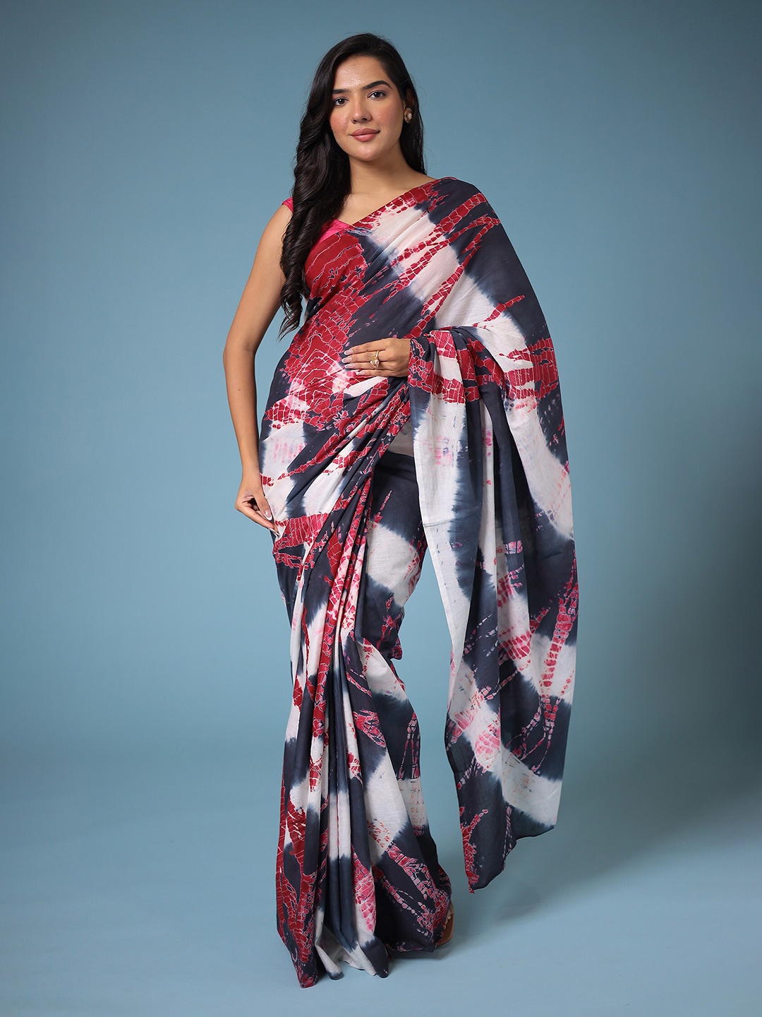 

ZARI Tie & Dye Printed Saree, Grey