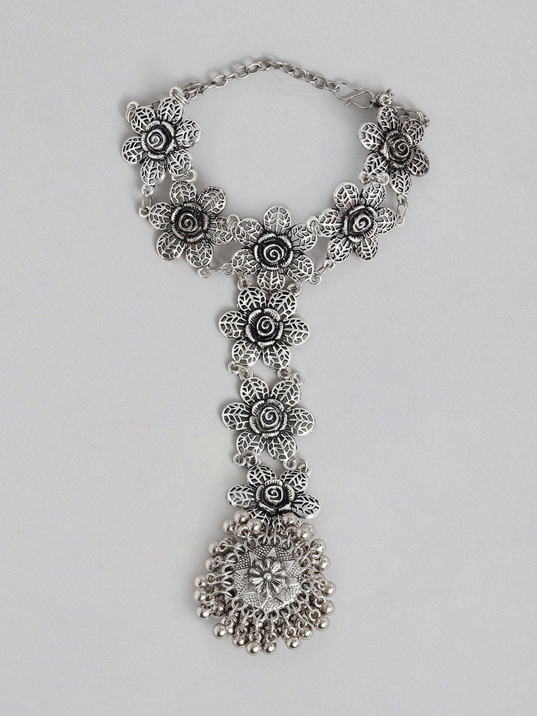 

Sangria Women Oxidised Silver-Plated Ring Bracelet
