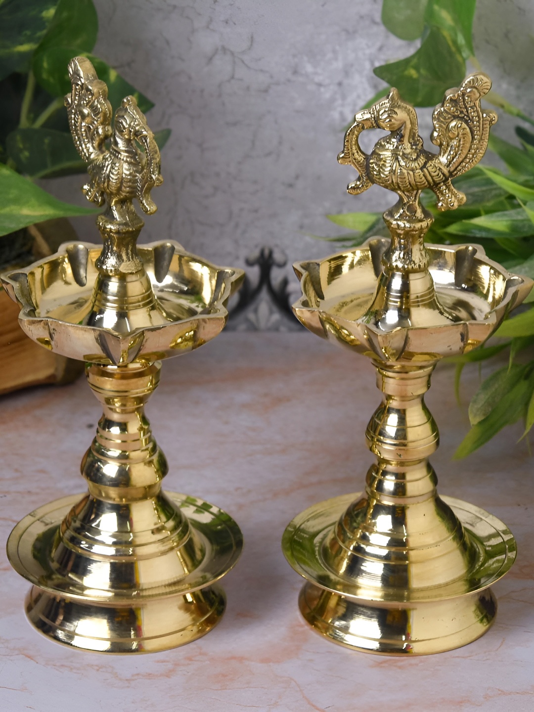 

Bhimonee Decor Gold Toned 2 Pieces Pure Brass Batti Short Udupi Diyas