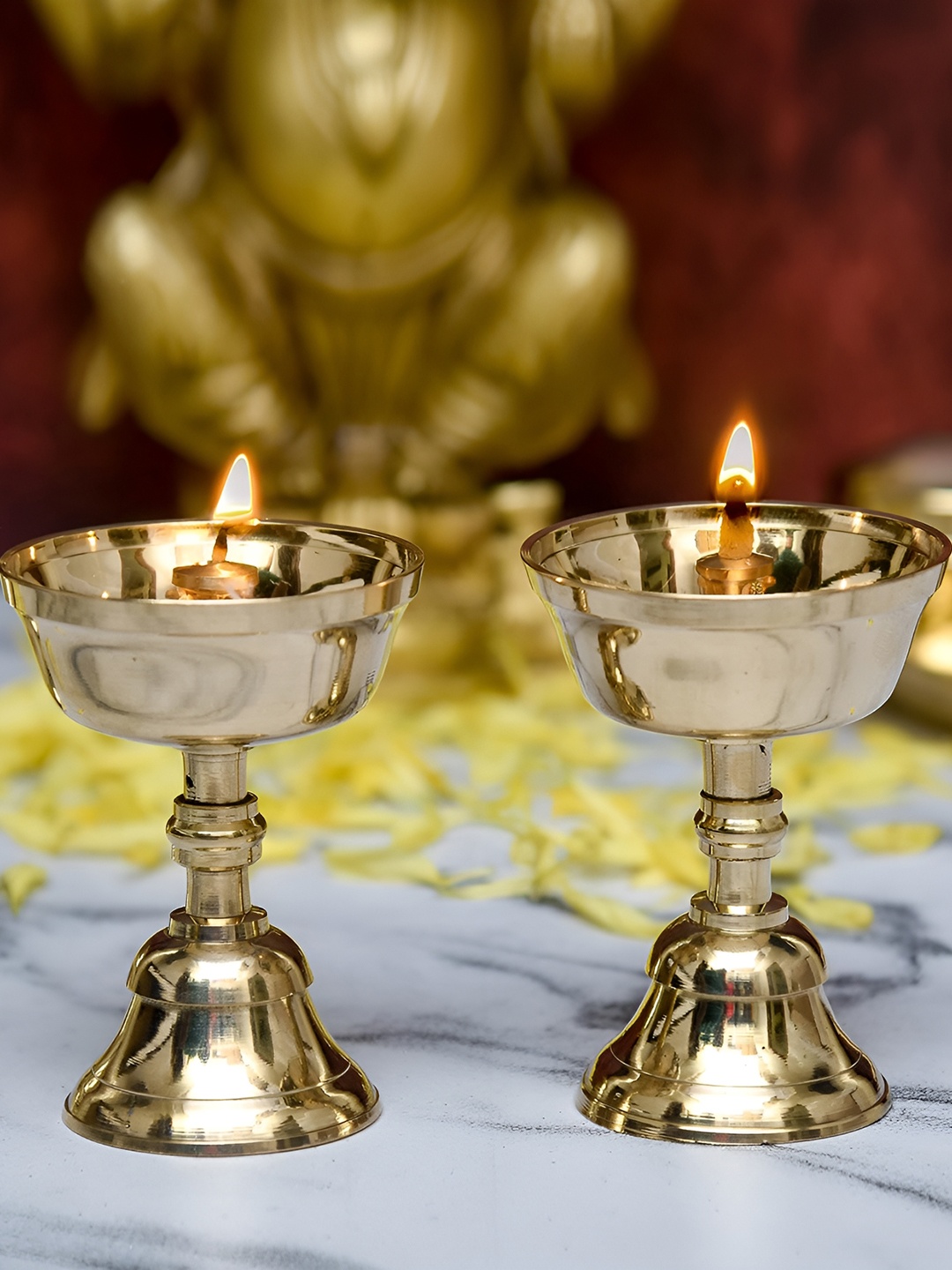

Bhimonee Decor Gold Toned 2 Pieces Pure Brass Akhand Jyothi Diyas