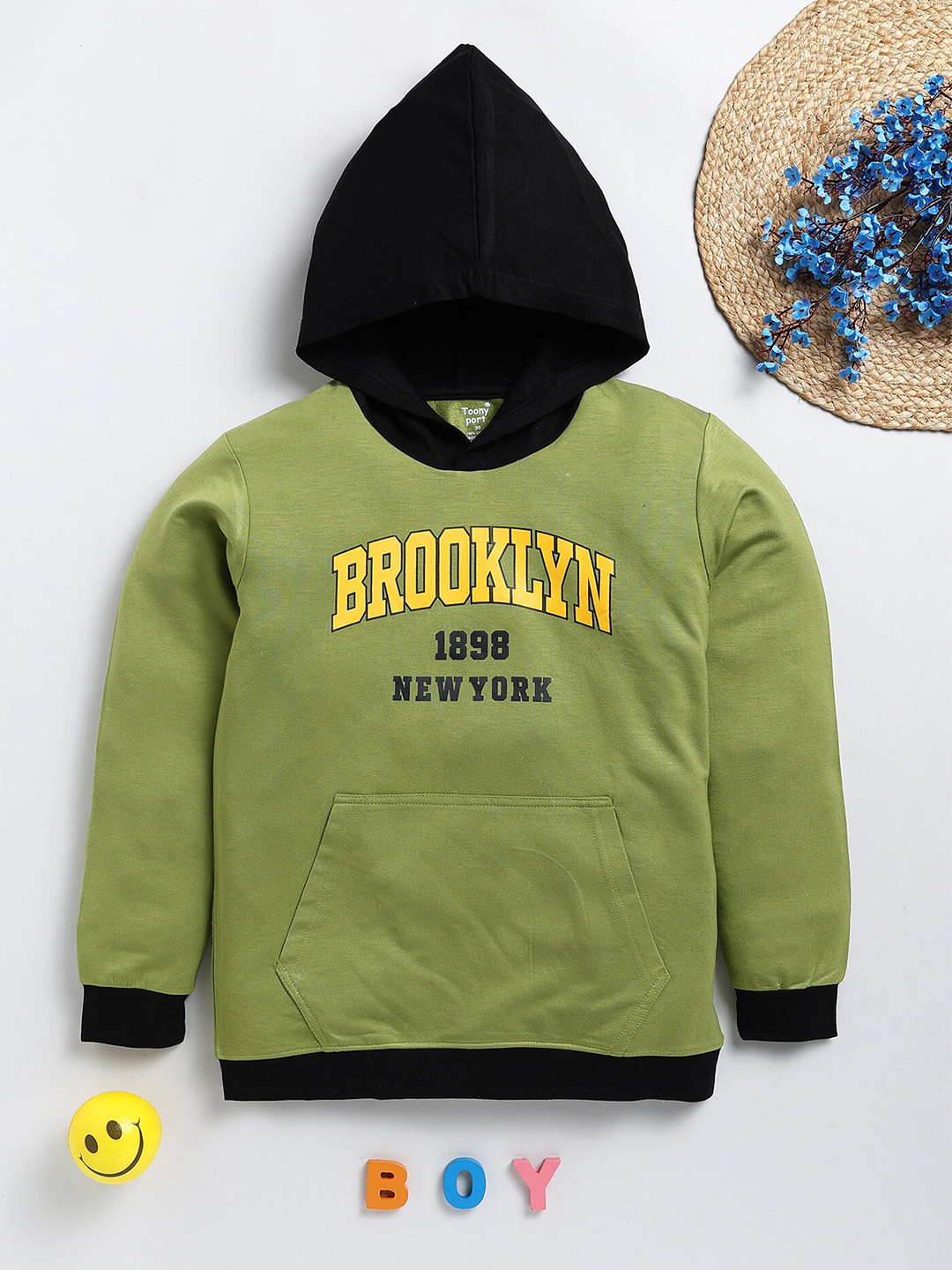 

Toonyport Kids Typography Printed Hooded Sweatshirt, Green