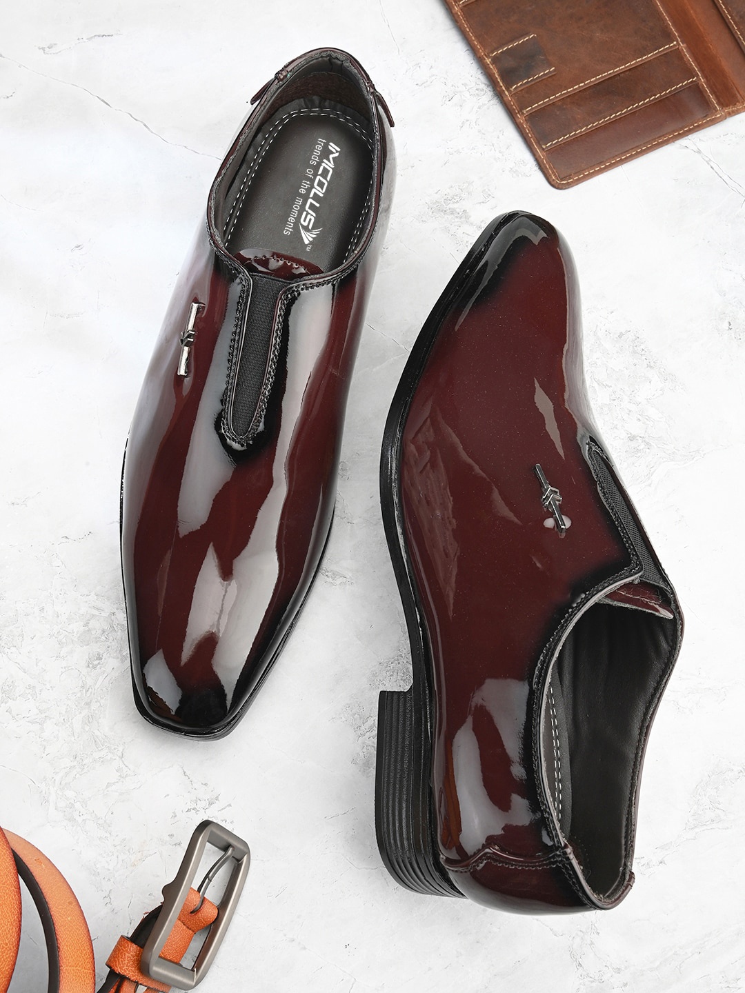

IMCOLUS Men Round -Toe Formal Slip-On Shoes, Brown
