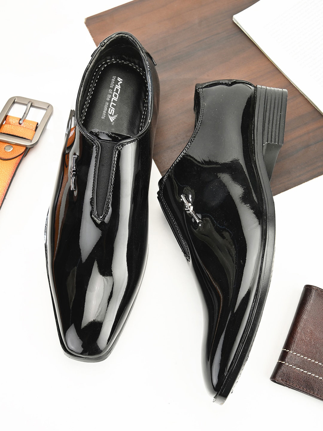 

IMCOLUS Men Round -Toe Formal Slip-On Shoes, Black