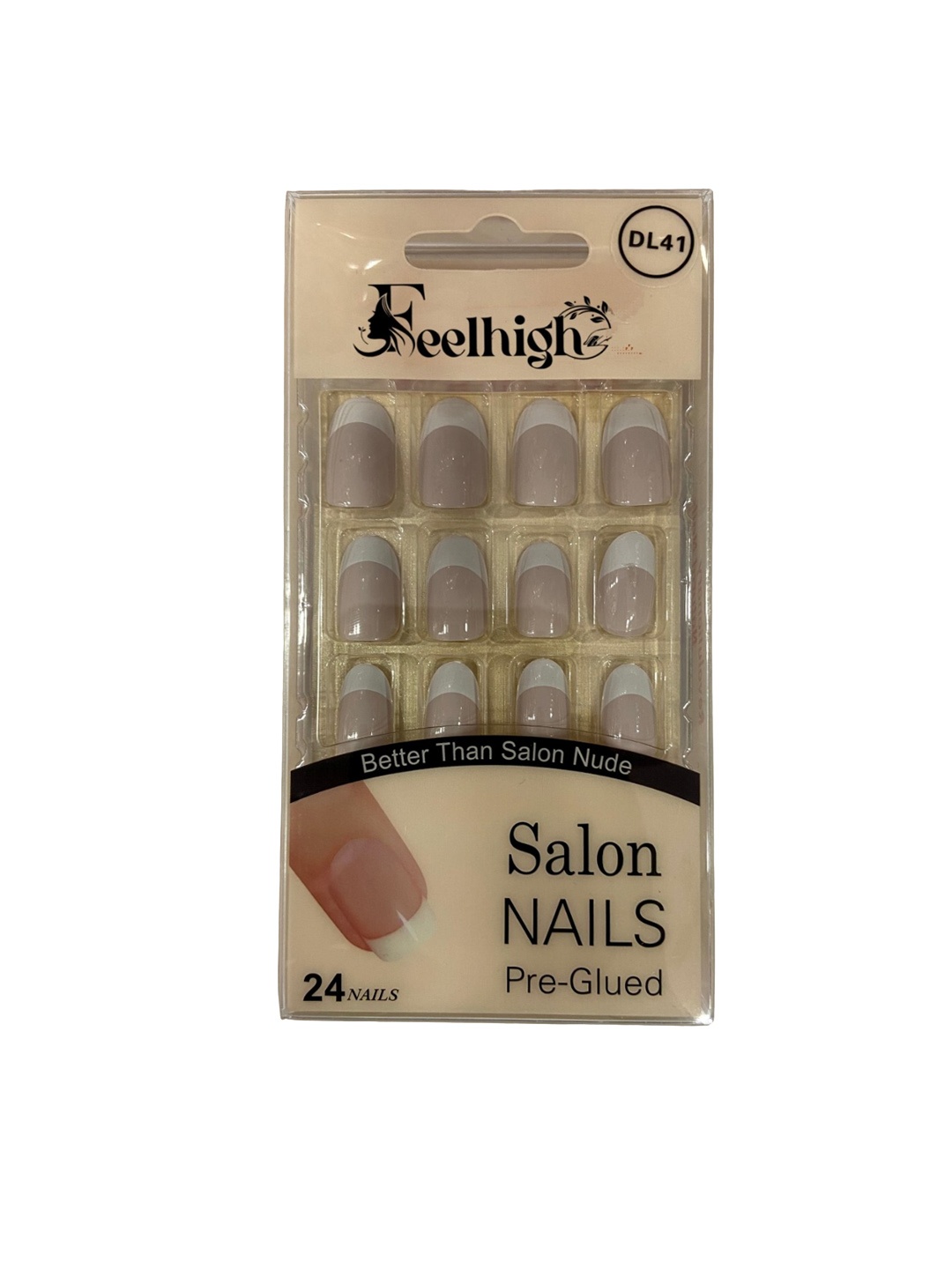 

FEELHIGH 24Pcs Pre Glued Press On Artificial Nails - DL41, Nude