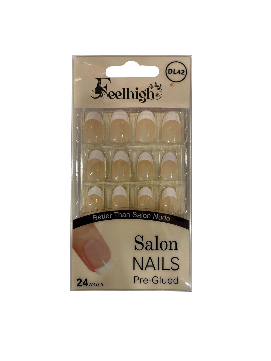 

FEELHIGH 24Pcs Pre Glued Press On Artificial Nails - DL42, Nude