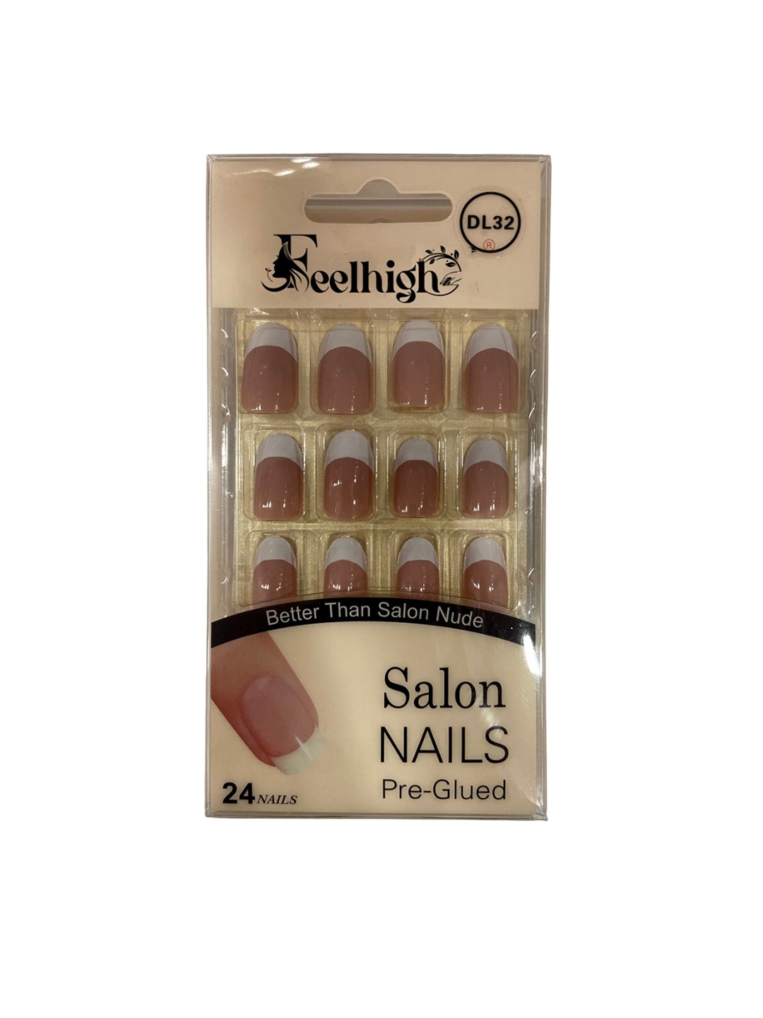 

FEELHIGH 24Pcs Pre Glued Press On Artificial Nails - 32, Nude