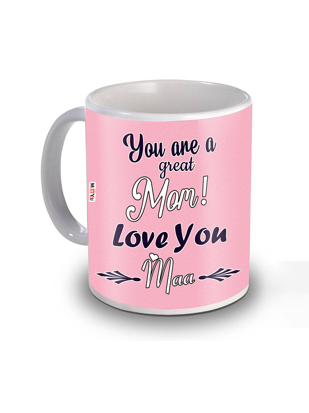 

ME & YOU Pink & White Mother's Day Printed Ceramic Glossy Mug - 325 ML