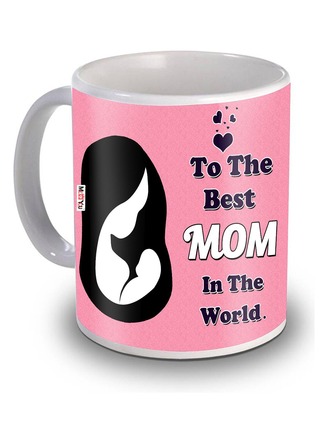 

ME & YOU Pink & White Text Printed Ceramic Glossy Mug 325ml
