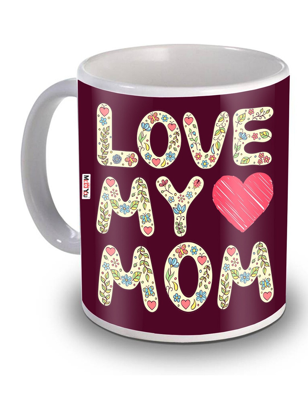 

ME & YOU Burgundy & White Printed Ceramic Glossy Coffee Mug 325 ml