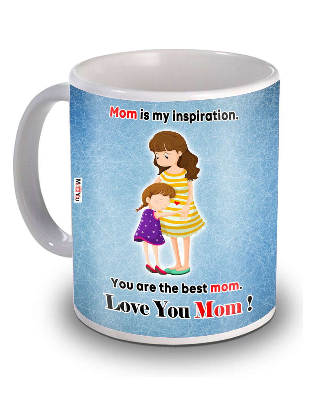 

ME & YOU White & Blue Printed Ceramic Glossy Cups and Mugs