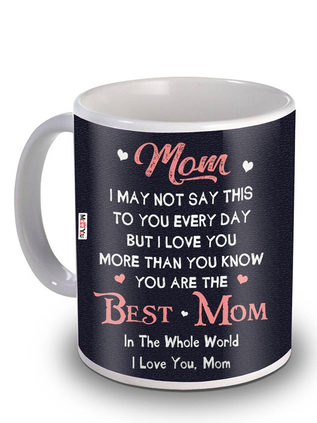 

ME & YOU Black& White Printed Ceramic Glossy Cups &Mugs 325Ml