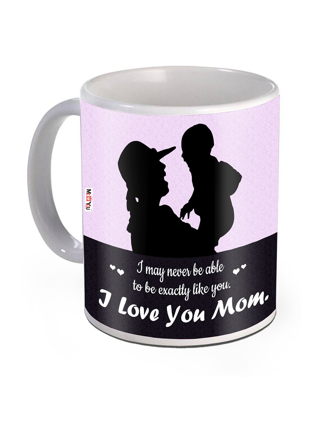 

ME & YOU Purple& Black Printed Ceramic Glossy Cups &Mugs 325Ml