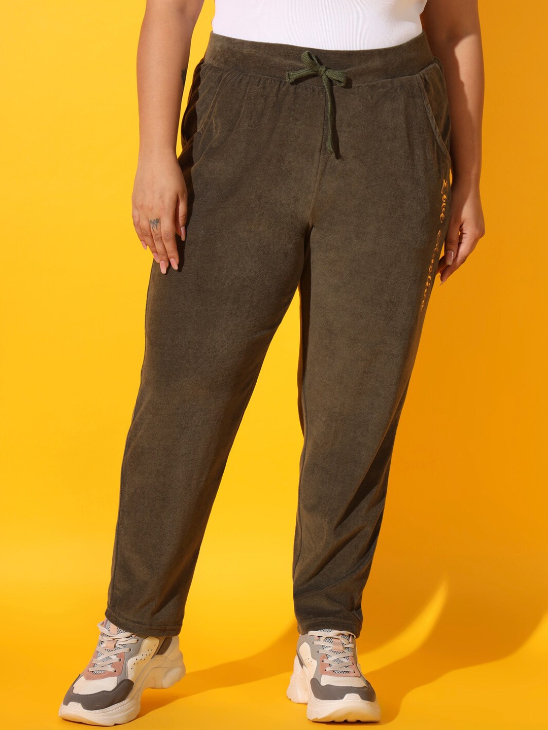 

AUSTIVO Women Plus Size Mid Rise Track Pants, Olive