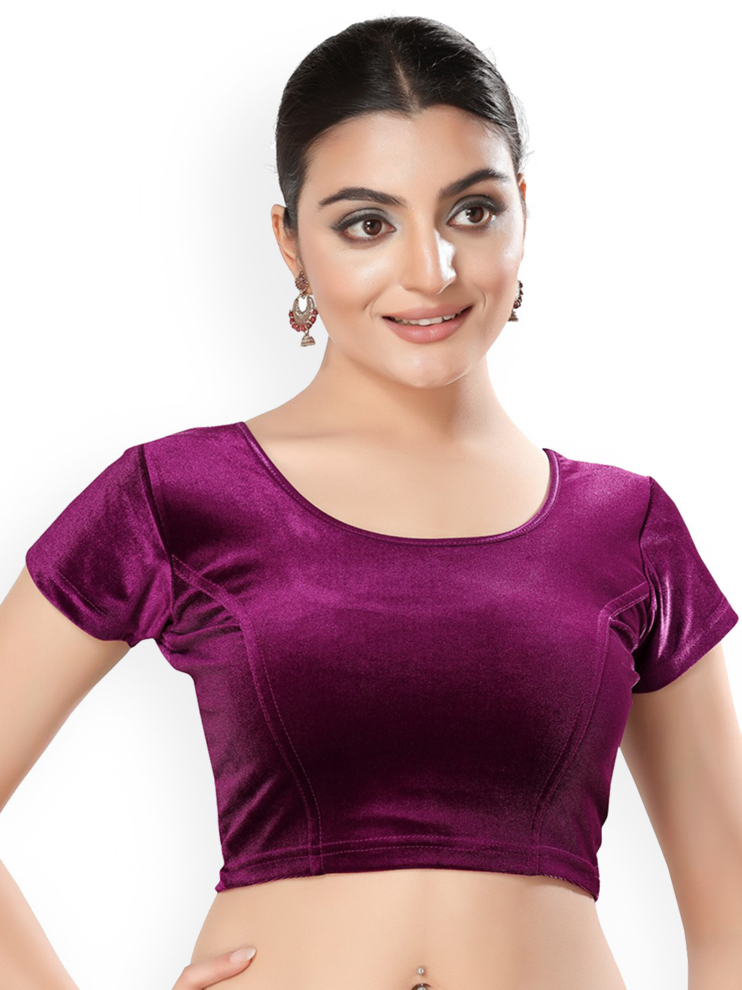 

SALWAR STUDIO Velvet Stretchable Saree Blouse, Magenta
