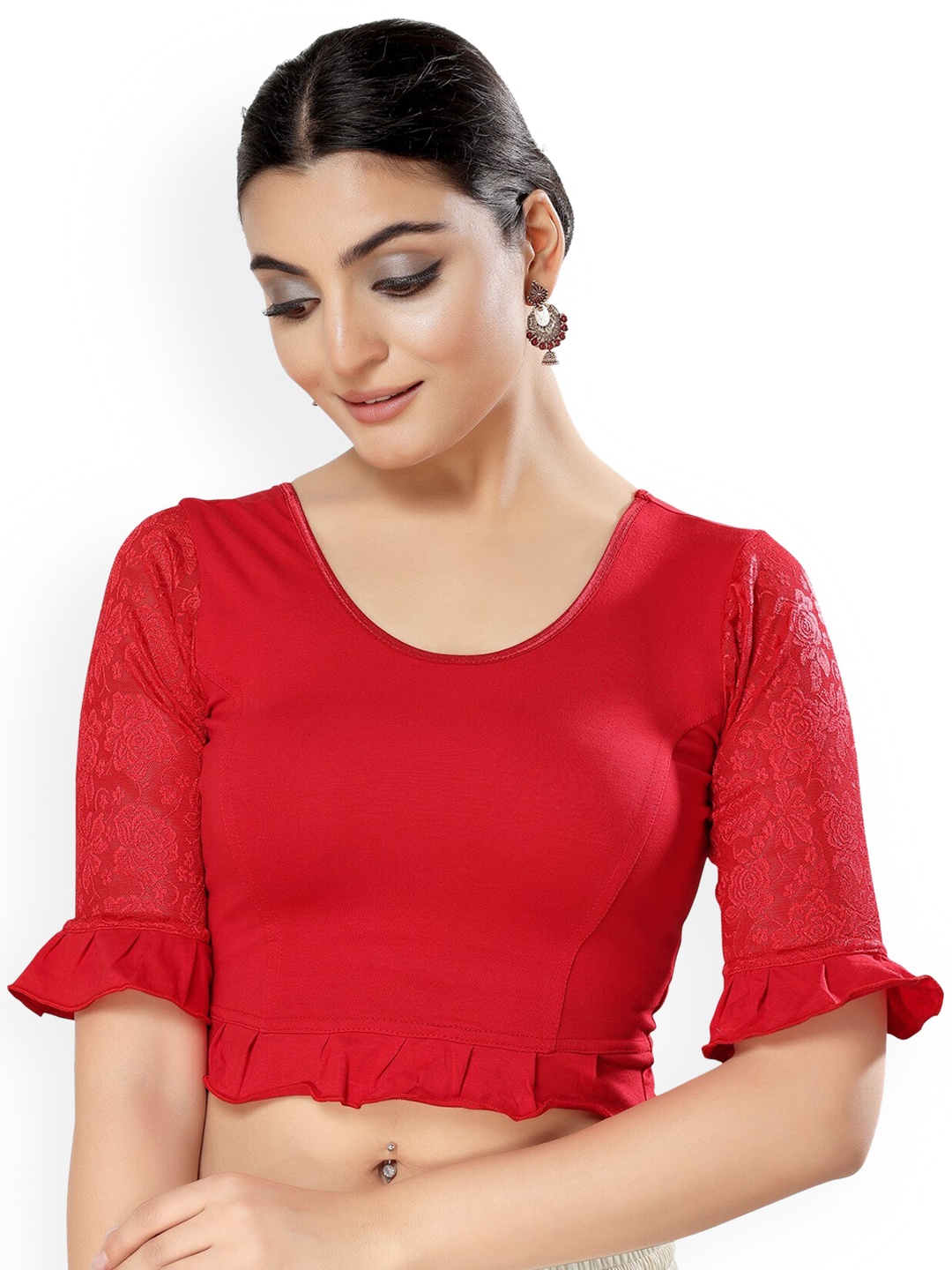 

SALWAR STUDIO Stretchable Saree Blouse, Red