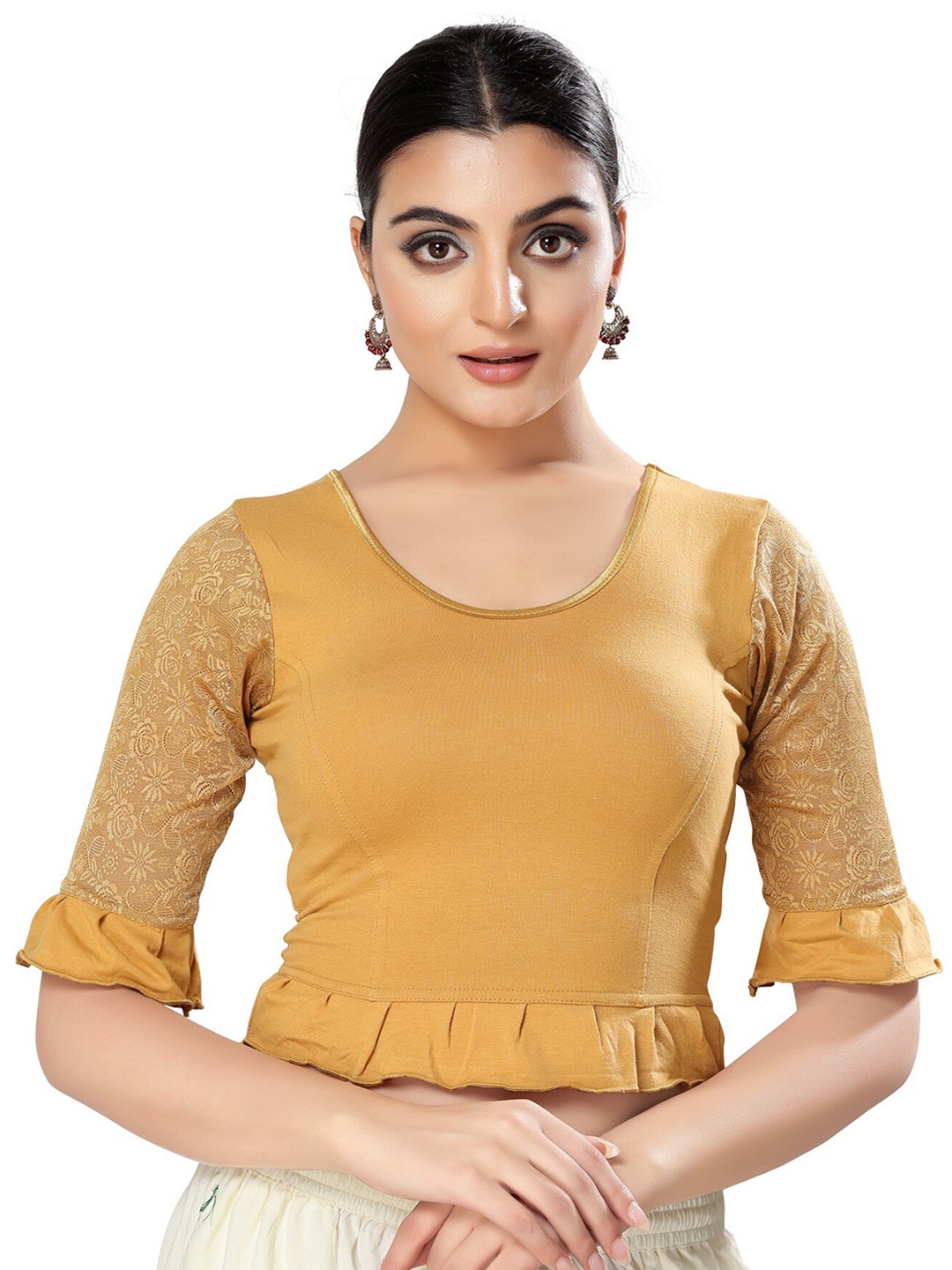 

SALWAR STUDIO Stretchable Saree Blouse, Gold