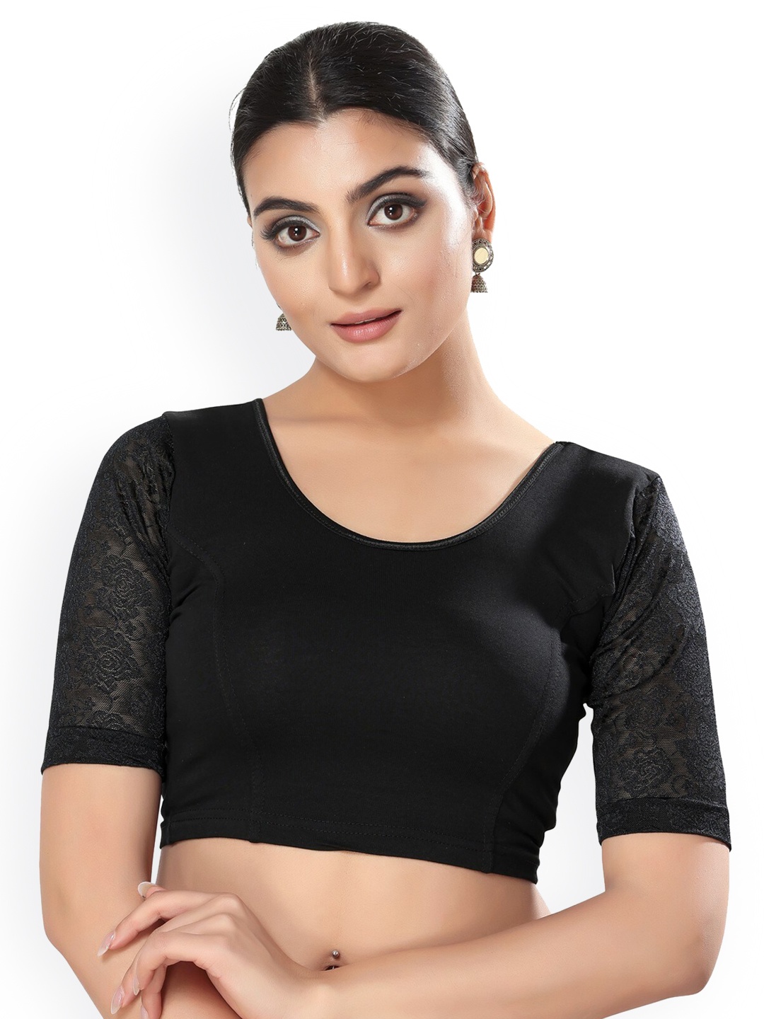 

SALWAR STUDIO Stretchable Saree Blouse, Black