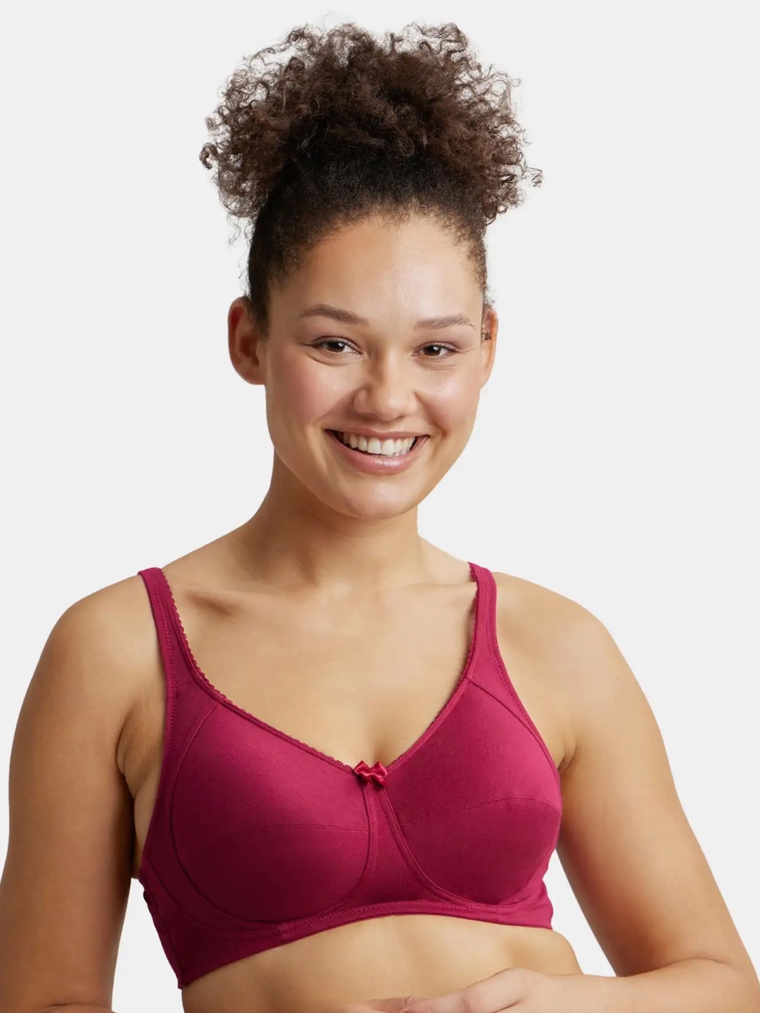 

Jockey Plus Size Wirefree Non Padded Super Combed Cotton Stretch Full Coverage Bra -ES13, Red