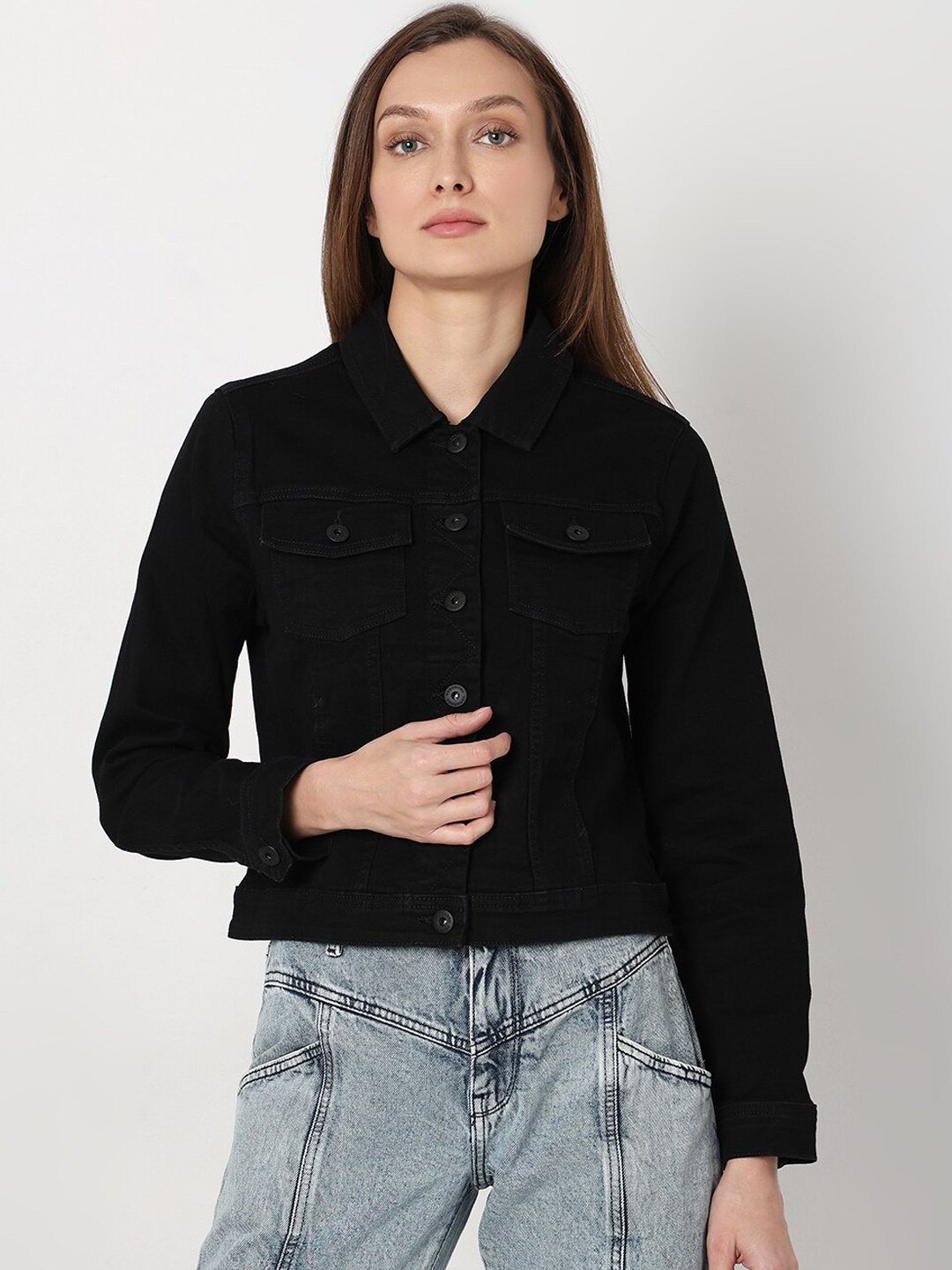 

Vero Moda Long Sleeves Lightweight Denim Jacket, Black