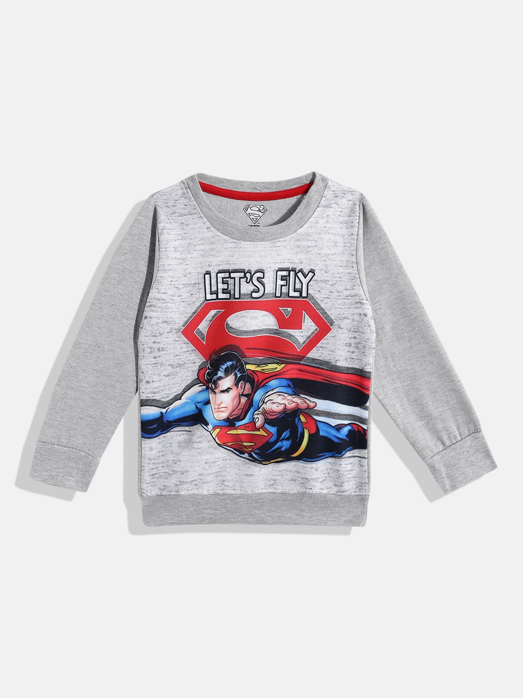 

Eteenz Boys Superman Printed Sweatshirt, Grey melange