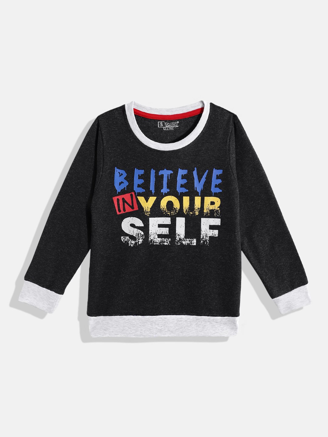 

Eteenz Boys Printed Cotton Sweatshirt, Charcoal