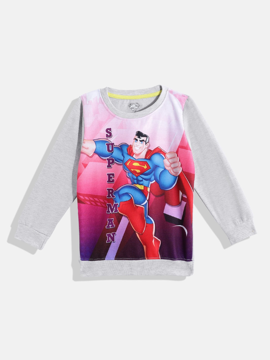 

Eteenz Boys Superman Printed Cotton Sweatshirt, Grey melange