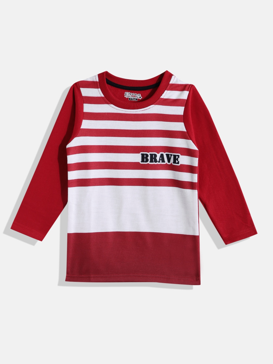 

Eteenz Boys Striped Cotton Sweatshirt, Red