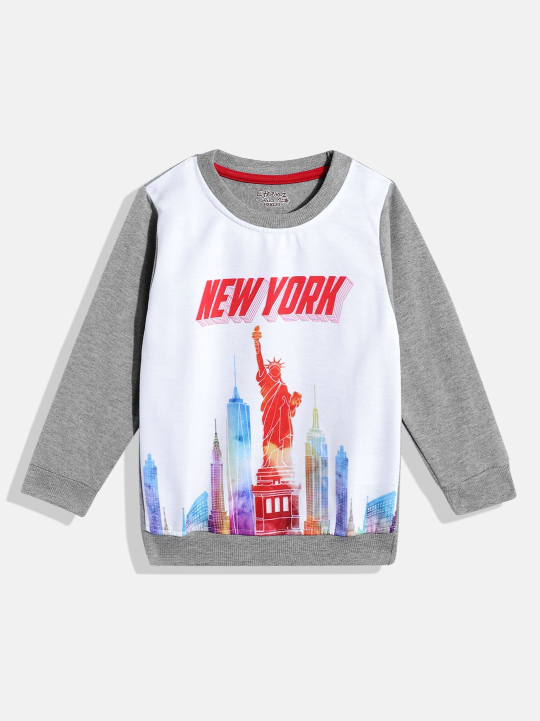 

Eteenz Boys Typography Printed Sweatshirt, Grey melange