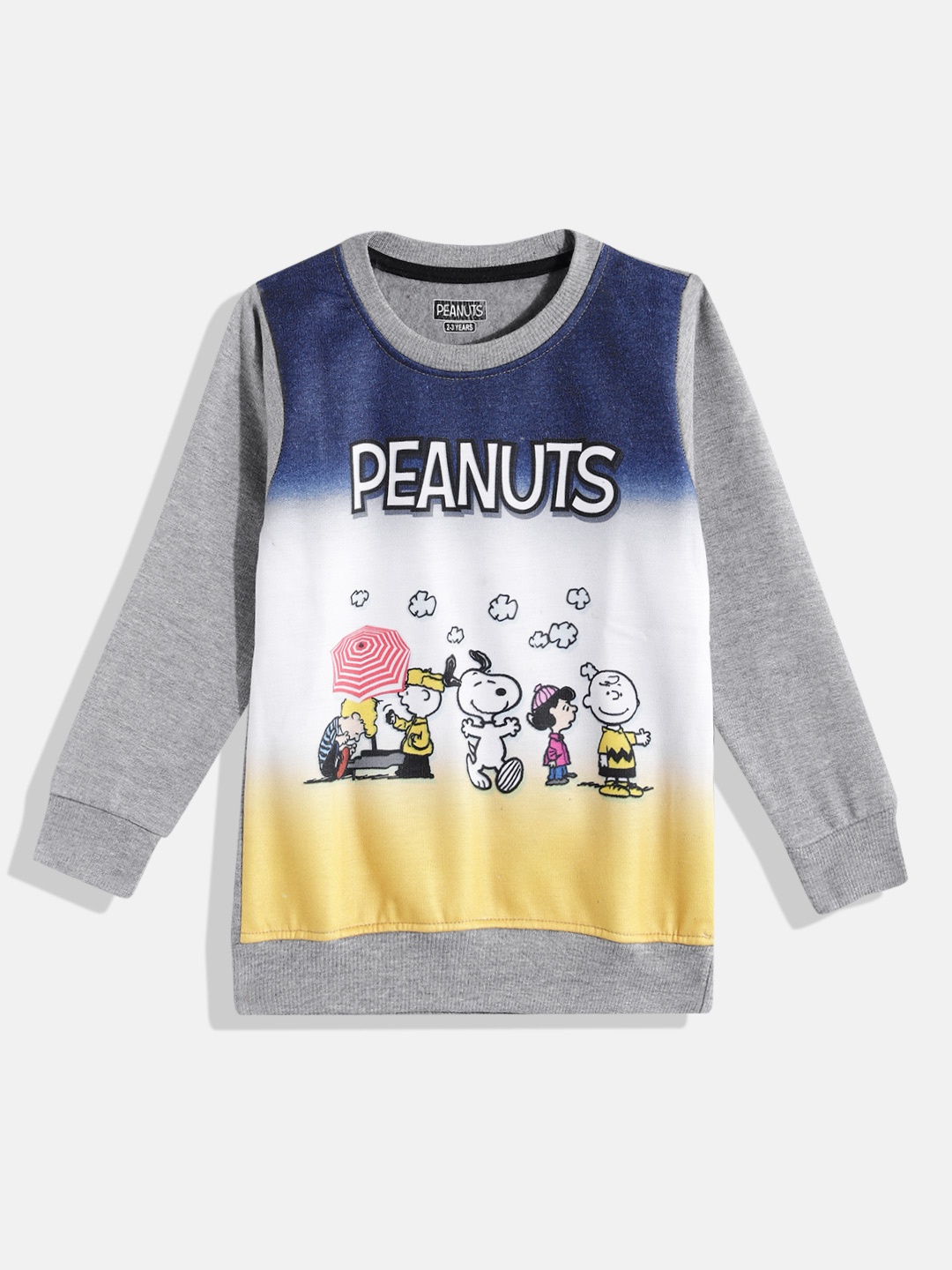 

Eteenz Boys Peanuts Printed Cotton Sweatshirt, Grey melange