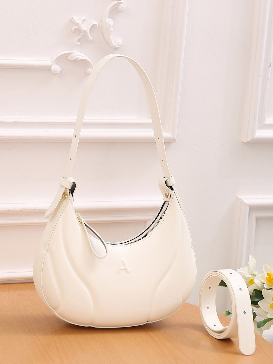 

Diva Dale Half Moon Hobo Bag, White