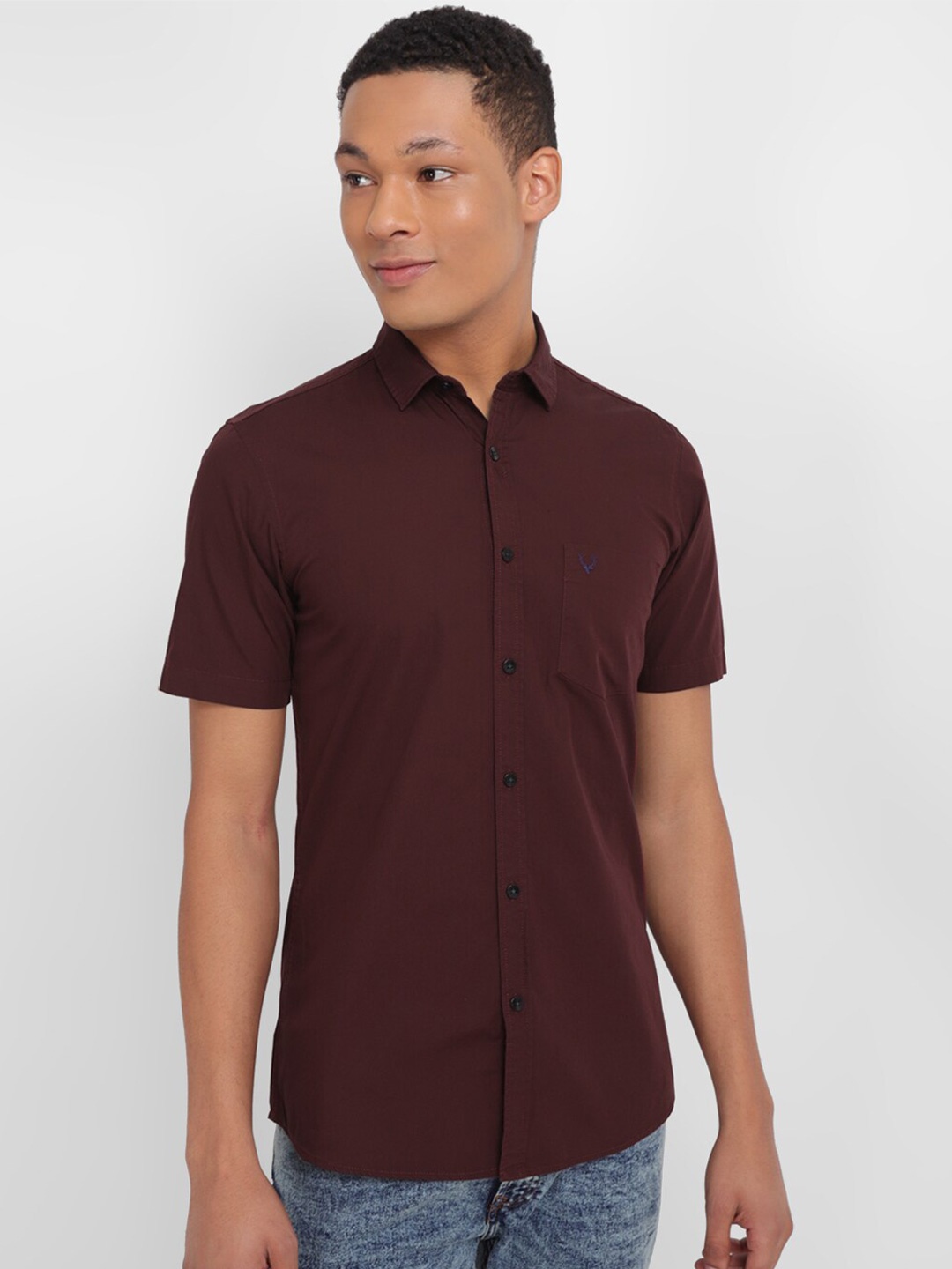 

Allen Solly Spread Collar Custom Pure Cotton Casual Shirt, Maroon