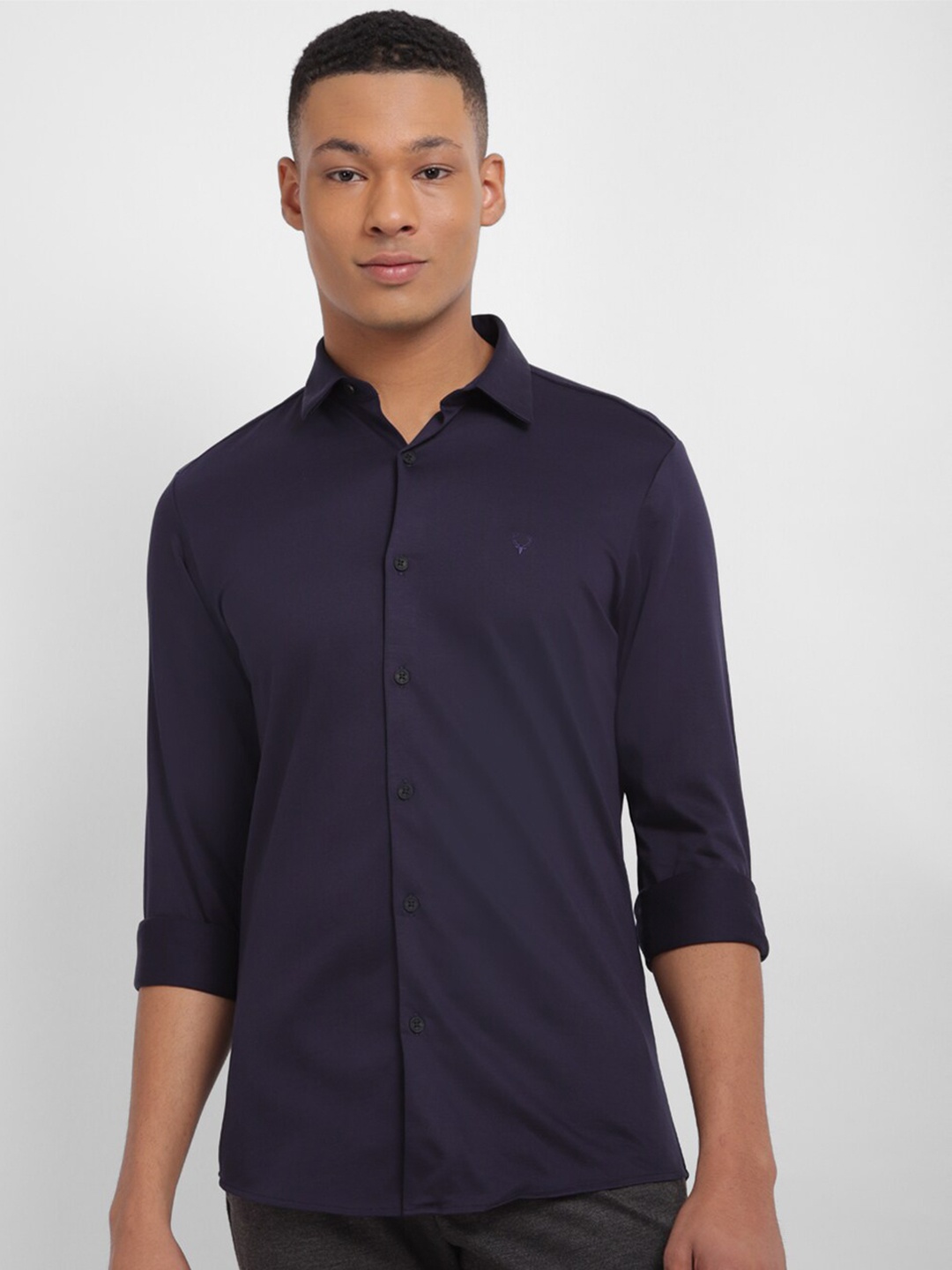 

Allen Solly Slim Fit Pure Cotton Casual Shirt, Navy blue