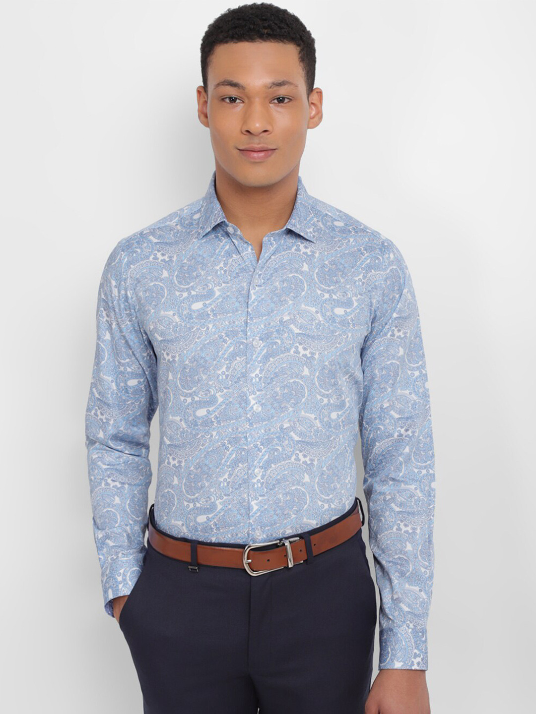 

Allen Solly Printed Classic Cotton Slim Fit Casual Shirt, Blue