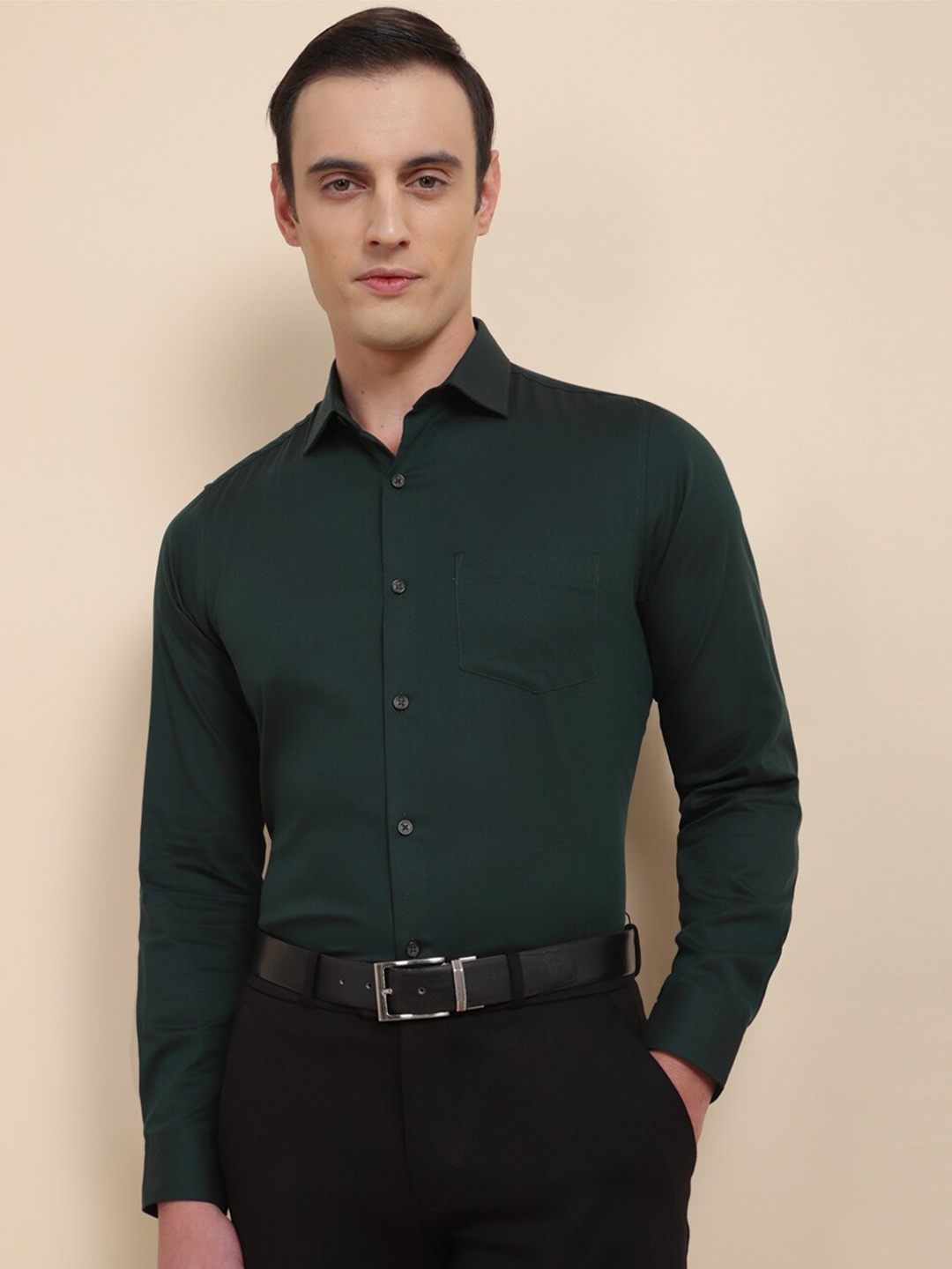 

Allen Solly Slim Fit Spread Collar Pure Cotton Formal Shirt, Green