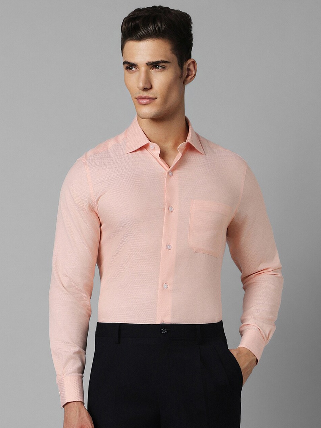 

Louis Philippe Spread Collar Pure Cotton Formal Shirt, Pink