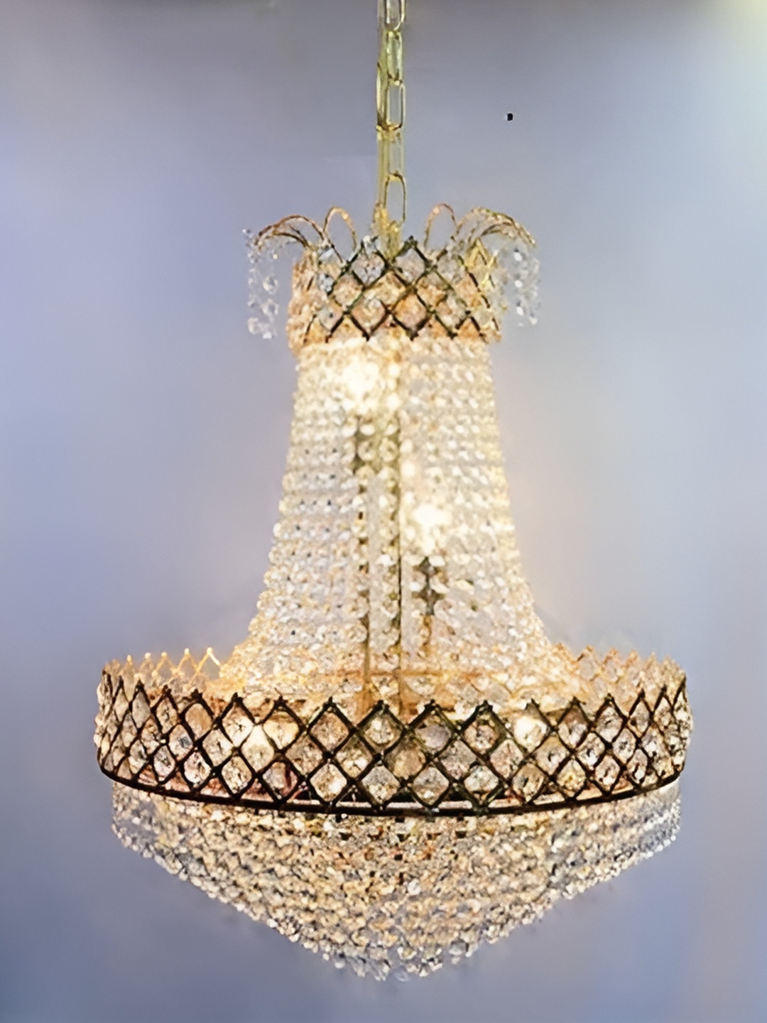 

SHRI MAHAL ANTIQUES Gold Toned Jhumar Ceiling Lamp