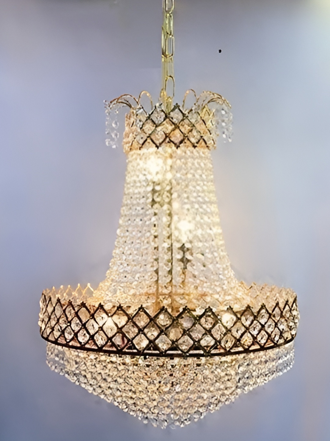 

SHRI MAHAL ANTIQUES Gold Toned Jhumar Ceiling Lamp