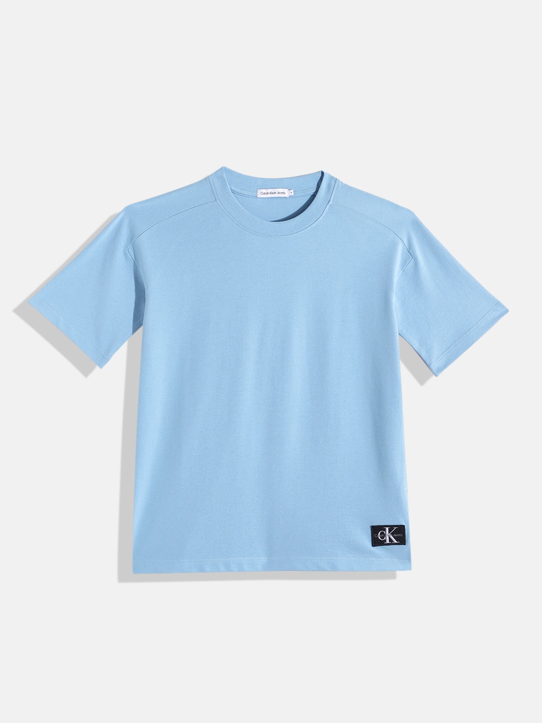 

Calvin Klein Jeans Boys Round-Neck Pure Cotton T-shirt, Blue