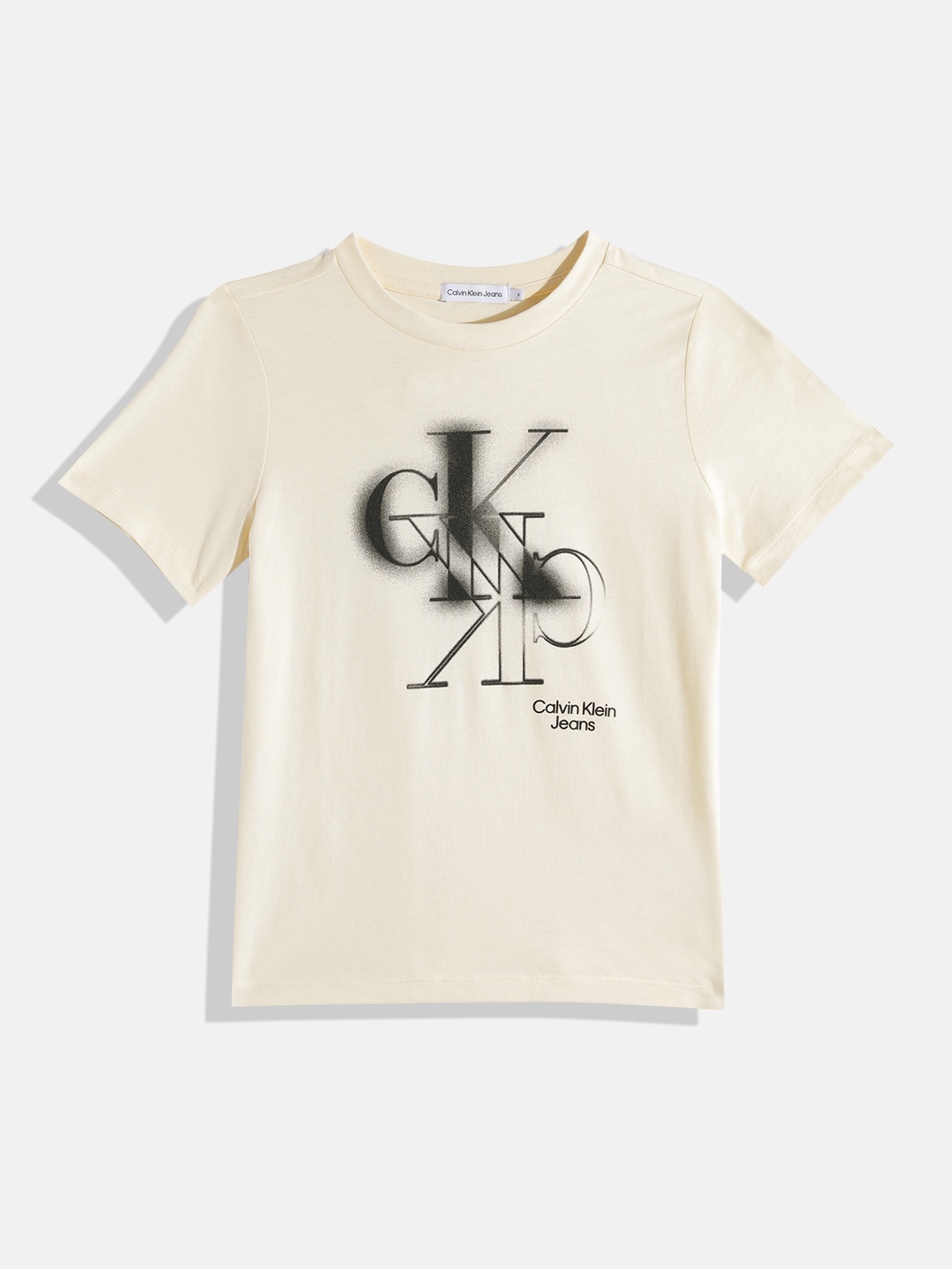 

Calvin Klein Jeans Kids Pure Cotton Brand Logo Printed T-shirt, Yellow