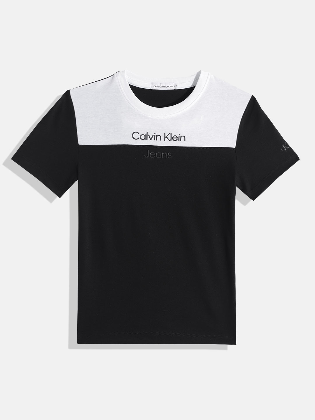 

Calvin Klein Jeans Boys Colourblocked Round-Neck Pure Cotton T-shirt, Black