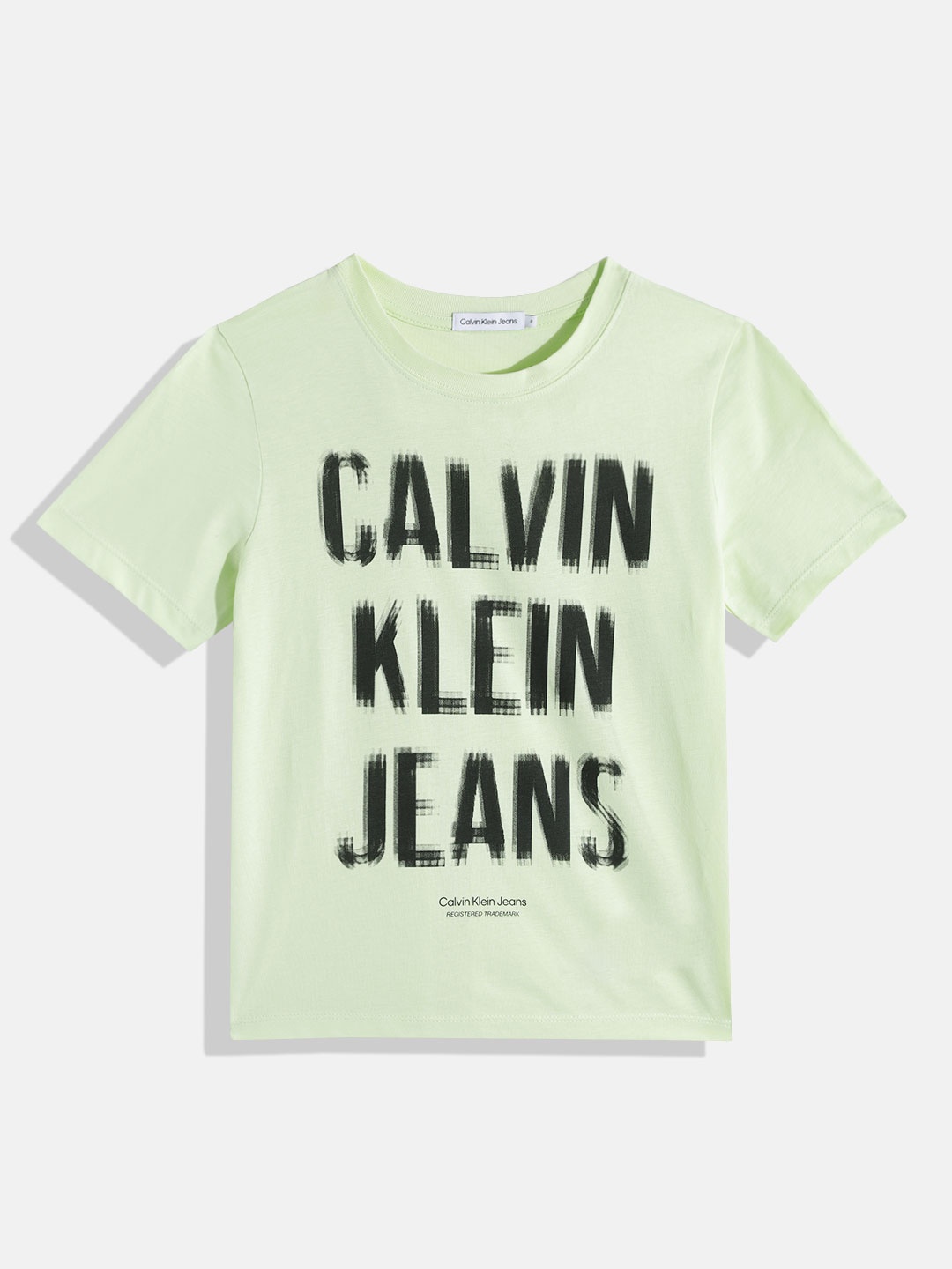 

Calvin Klein Jeans Boys Brand Logo Printed Round-Neck Pure Cotton T-shirt, Green
