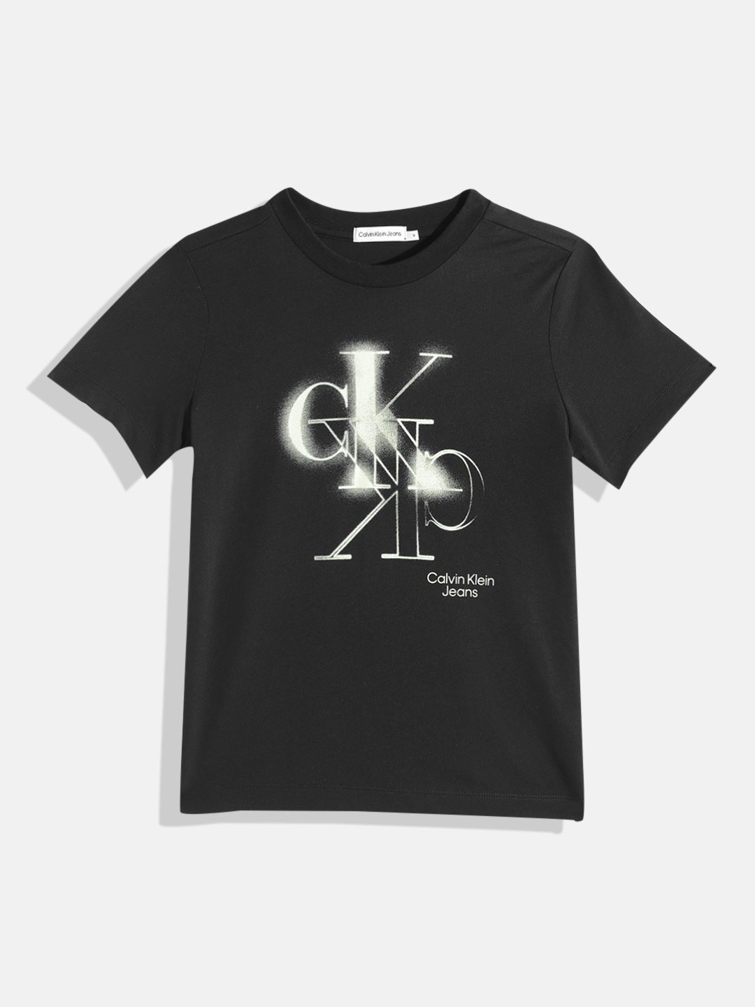 

Calvin Klein Jeans Kids Pure Cotton Brand Logo Printed T-shirt, Black