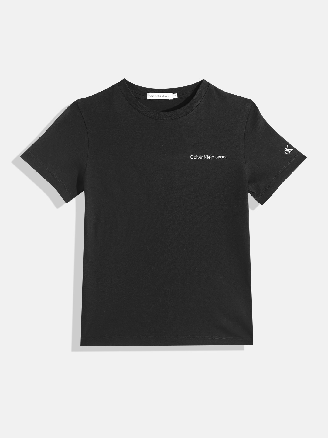 Calvin Klein Jeans Kids Pure Cotton Brand Logo Printed Detail T-shirt, Black