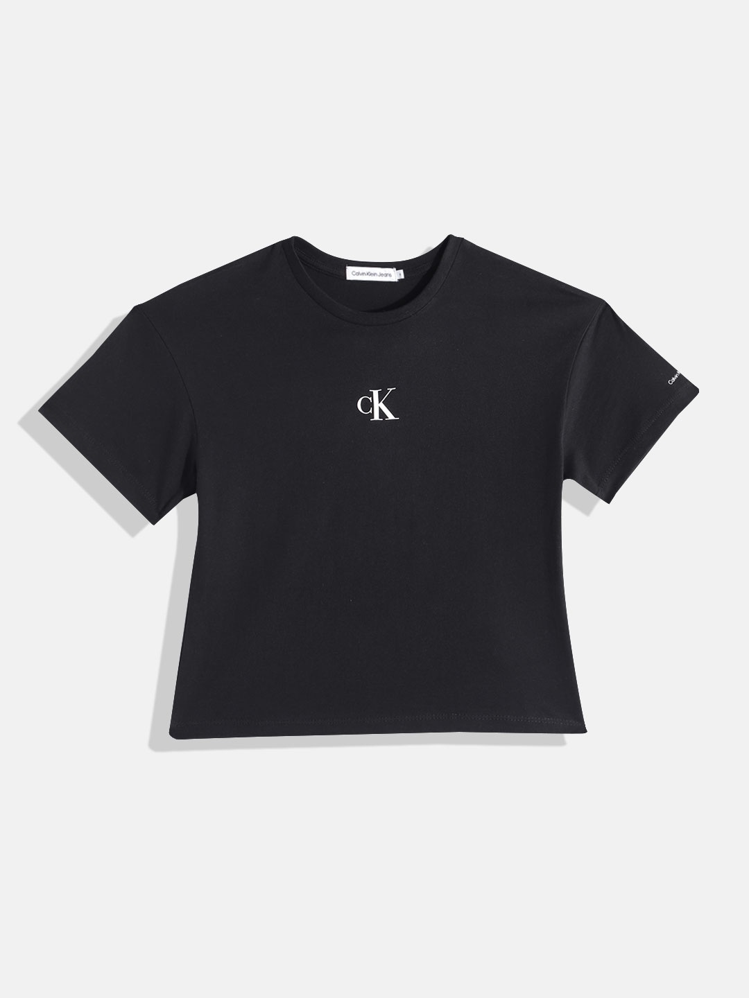 

Calvin Klein Jeans Girls Brand Logo Print Detail Round-Neck Pure Cotton T-shirt, Black